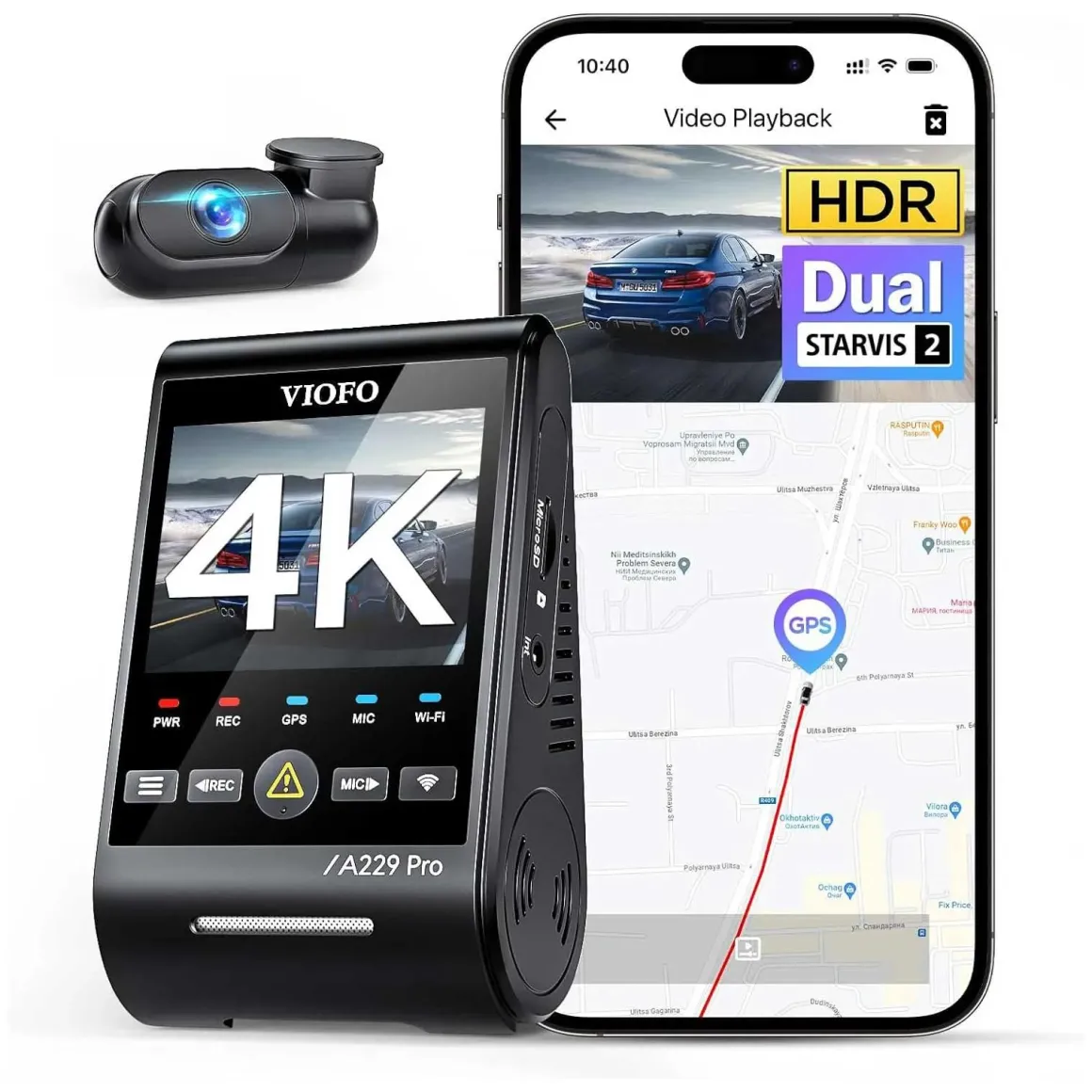 A229 Pro 2CH 4K Wifi GPS dashcam
