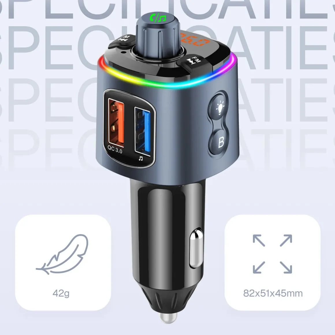 Bluetooth FM Transmitter Carkit USB C
