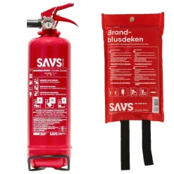 Brandblus box Poederblusser 1 kg en Blusdeken
