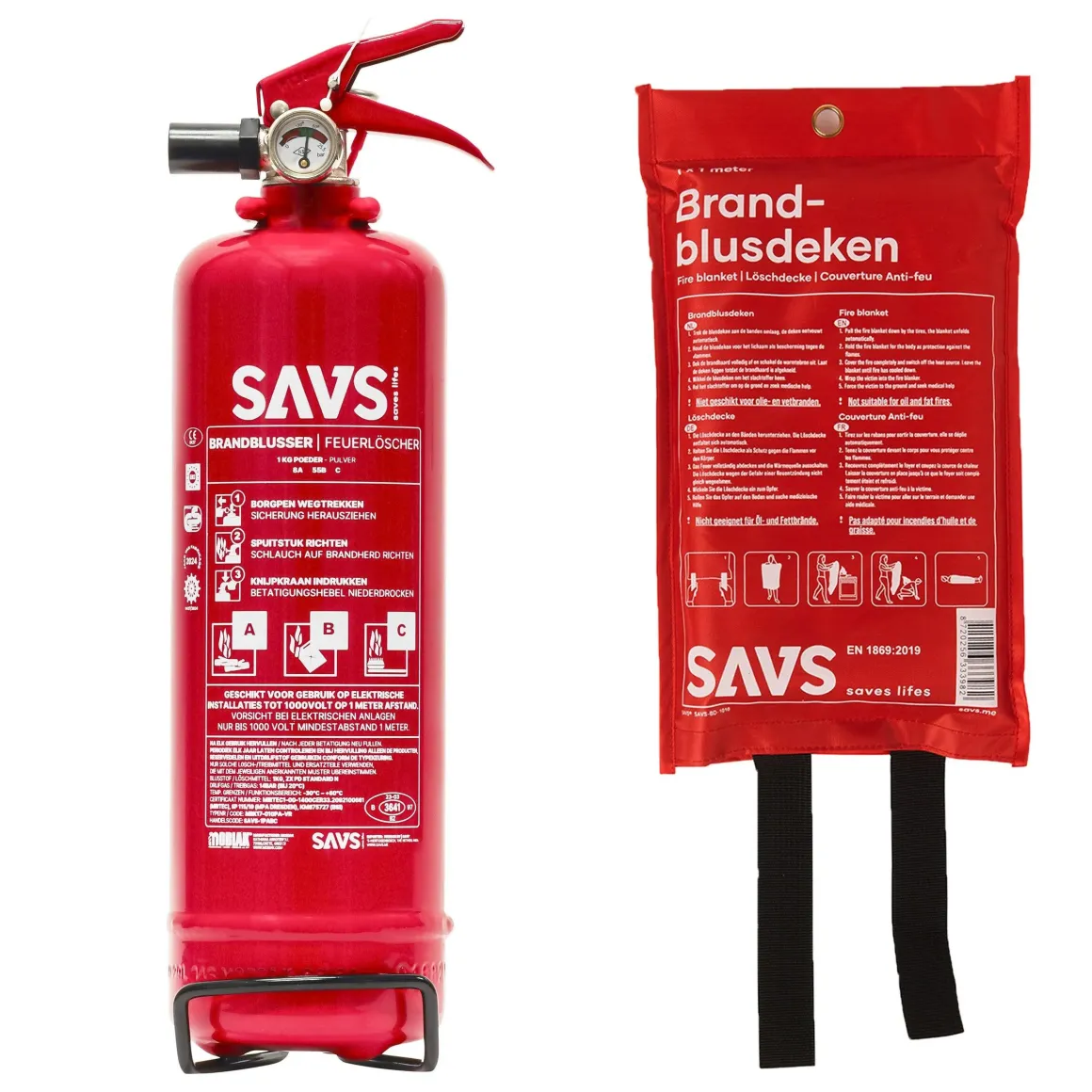Brandblus box Poederblusser 1 kg en Blusdeken