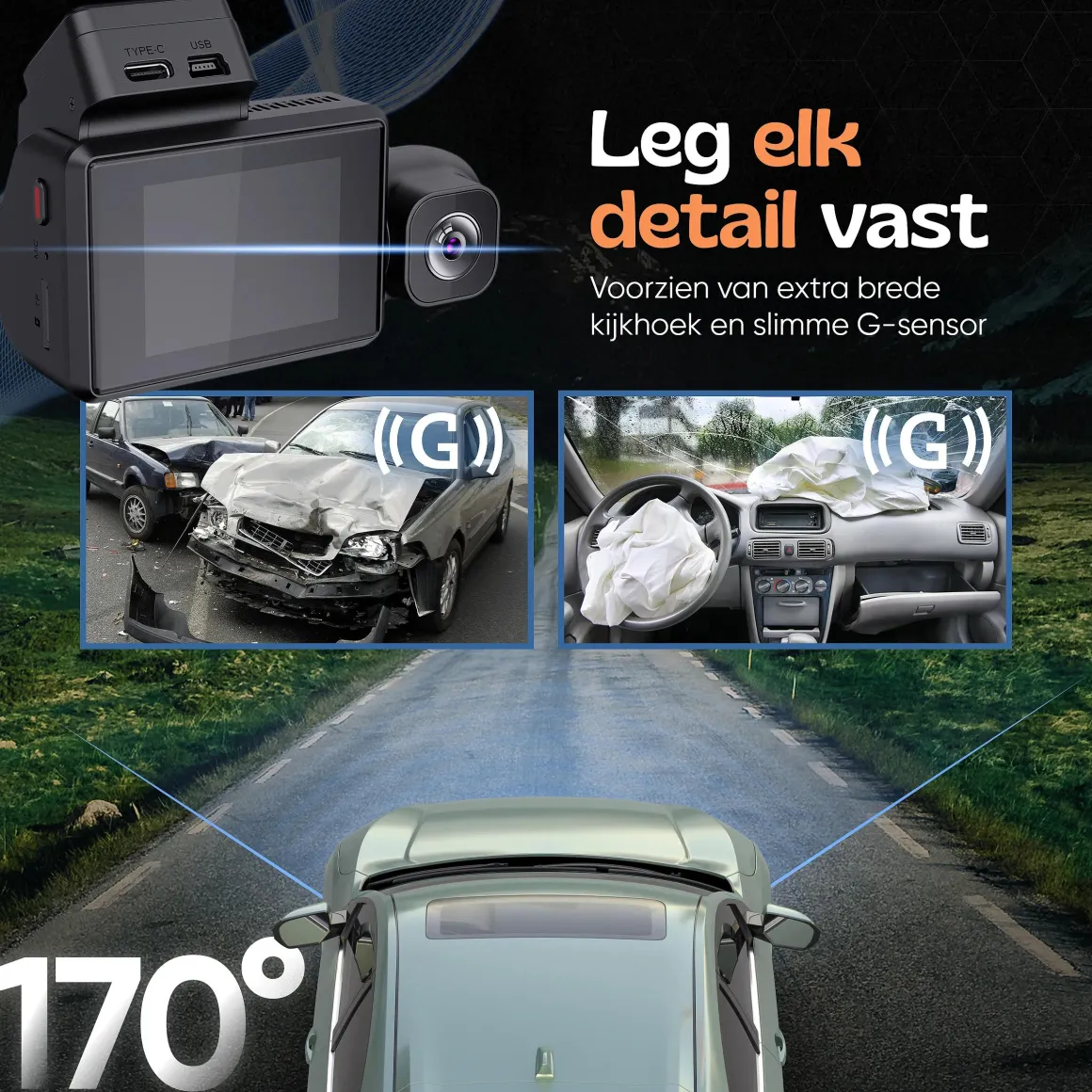 3CH Dashcam - WiFi GPS 4K 64GB - M800 Pro Dashcam