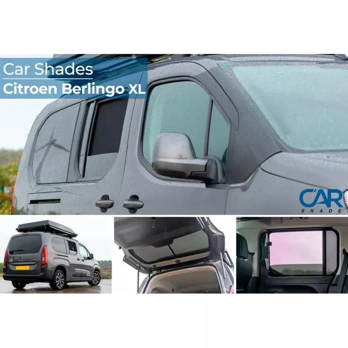 Citroen Berlingo XL / Peugeot Rifter / Opel Combo Life / Toyota Proace City 2018 (enkel met achterklep met vaste achterruit) - Zonneschermen