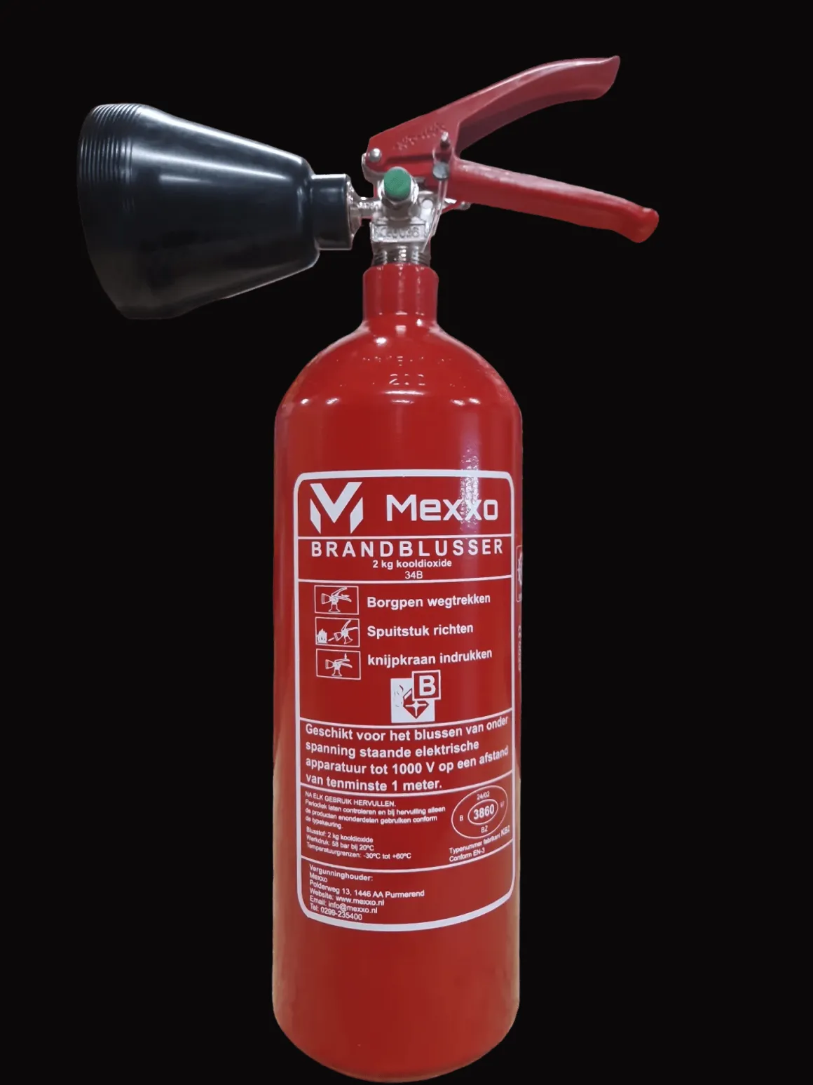 CO2 brandblusser 2 kg vorstvrij
