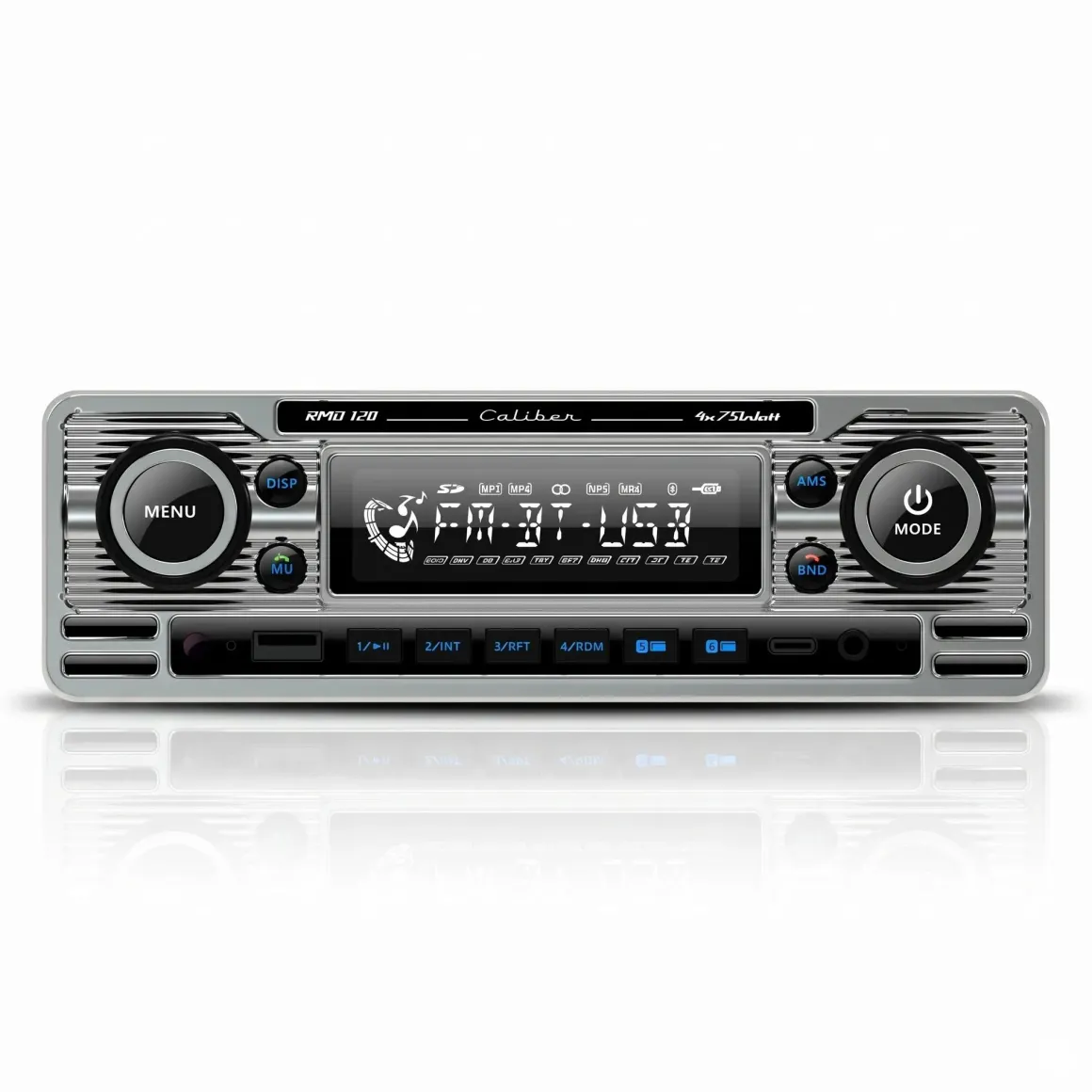 1-DIN Retro Autoradio Bluetooth USB-C AUX