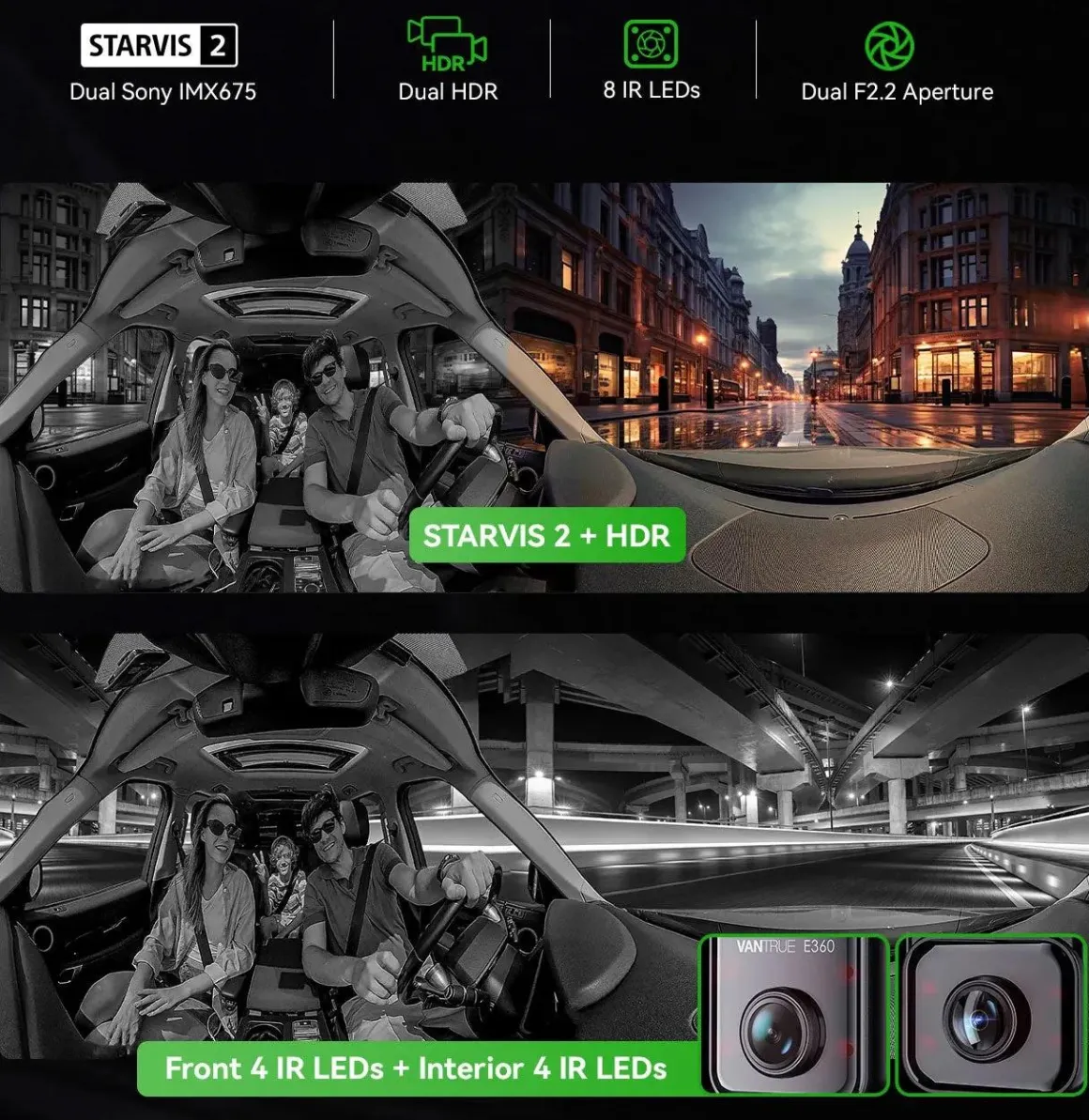 E360 Cloud 5K 2CH Wifi GPS 360 dashcam