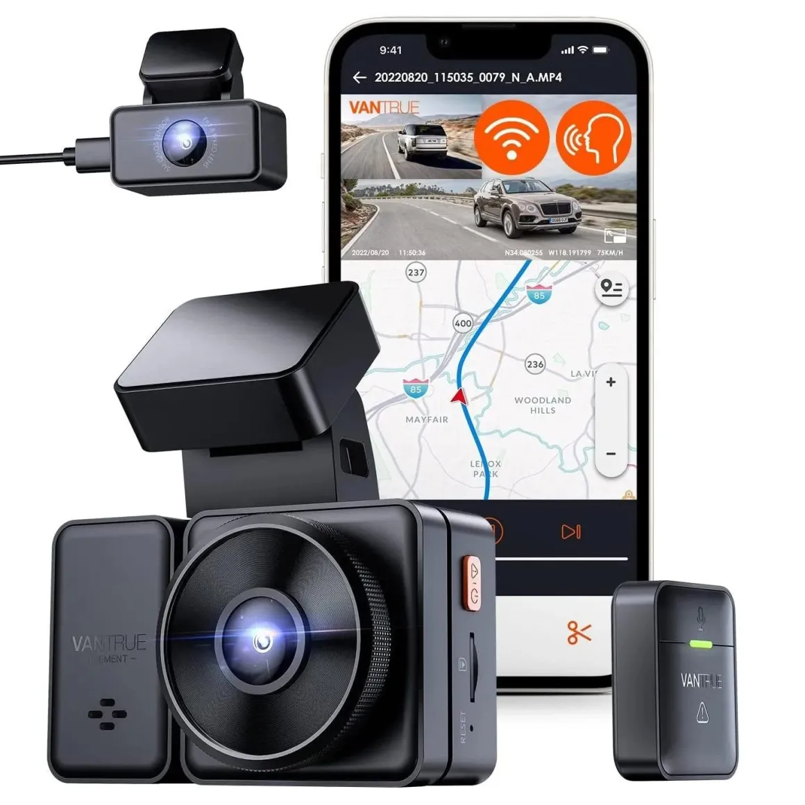 E2 Dual 2K QuadHD Wifi GPS dashcam