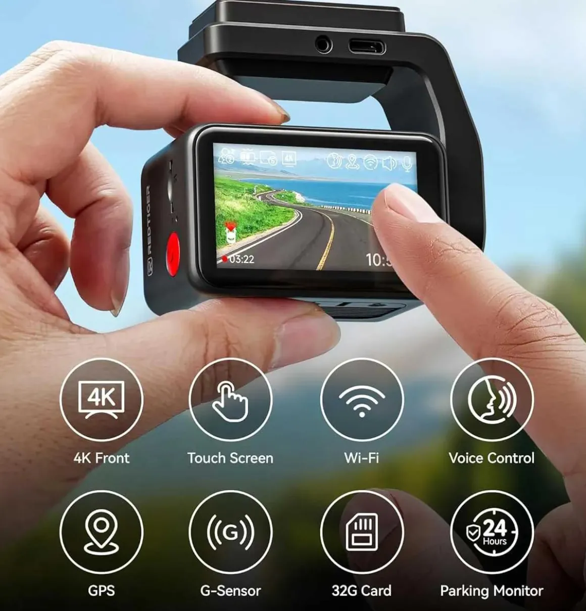 F4 4K Touch Wifi GPS 32gb dashcam