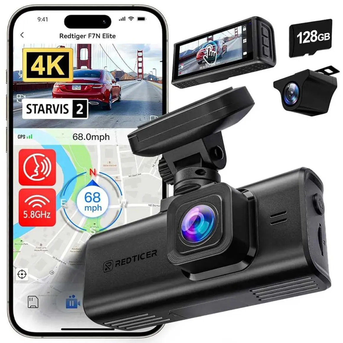 F7N Elite 4K Touch Wifi GPS 2CH 128gb dashcam