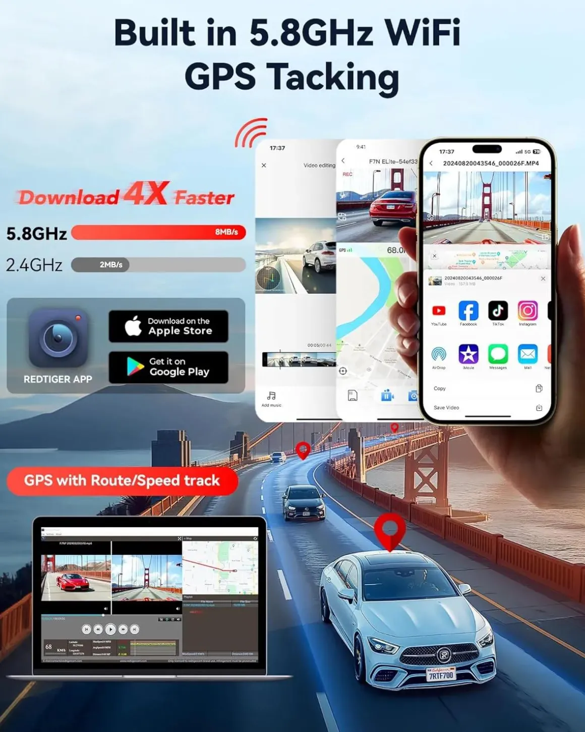 F7N Elite 4K Touch Wifi GPS 2CH 128gb dashcam
