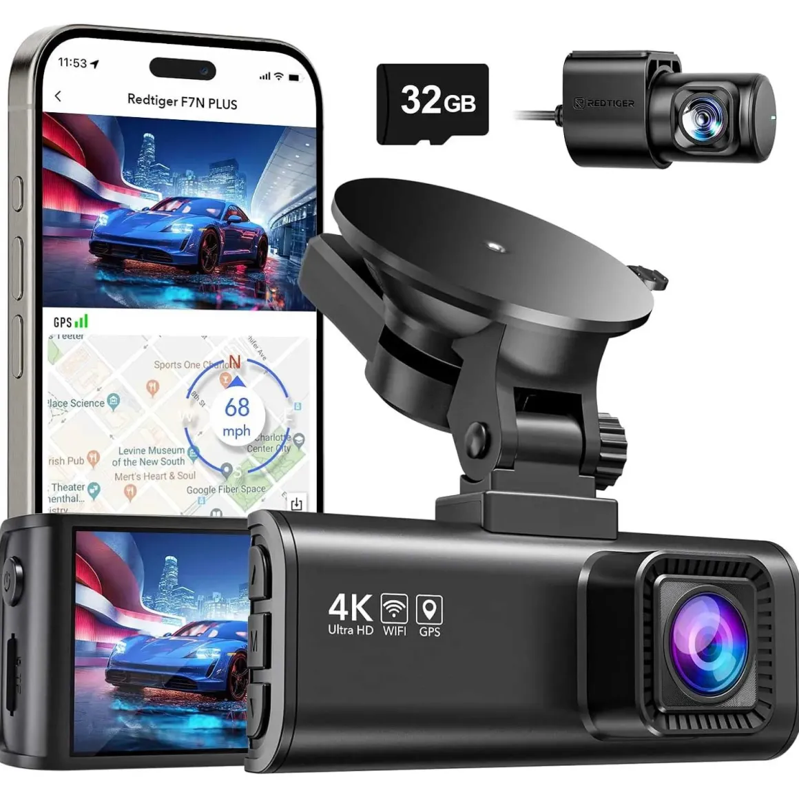 F7NP 4K Wifi GPS 2CH 128gb dashcam