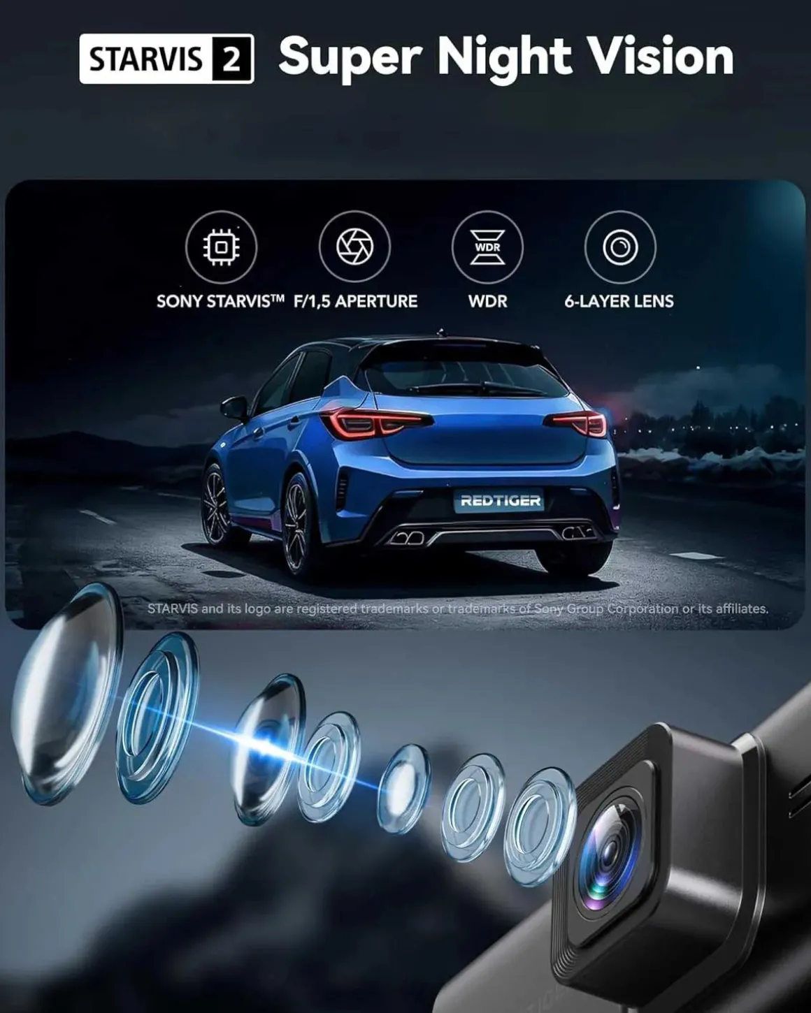 F7NT Touch 4K Touch Wifi GPS 2CH 64gb dashcam