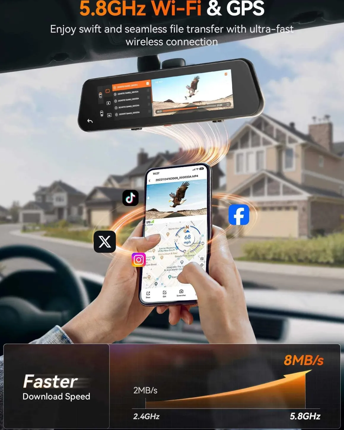 G900 Pro 4K Wifi GPS 128gb Mirror dashcam