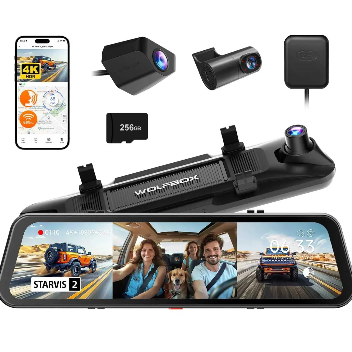 G900 Tripro cabin 3CH 4K Wifi GPS 256gb Mirror