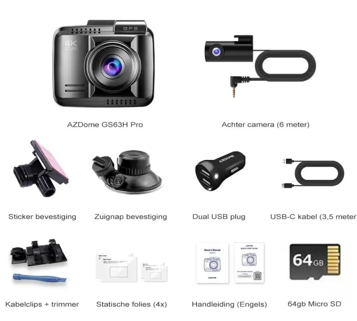 GS63H Pro True 4K 2CH Wifi GPS 64gb