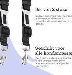 Hondengordel voor Auto - 2 stuks - Zwart