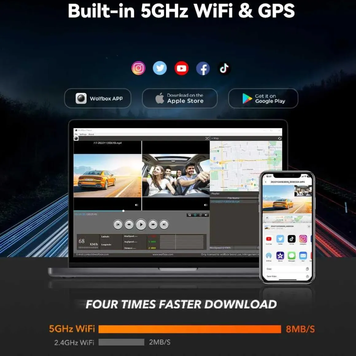 i17 3CH 4K Wifi GPS 64gb dashcam