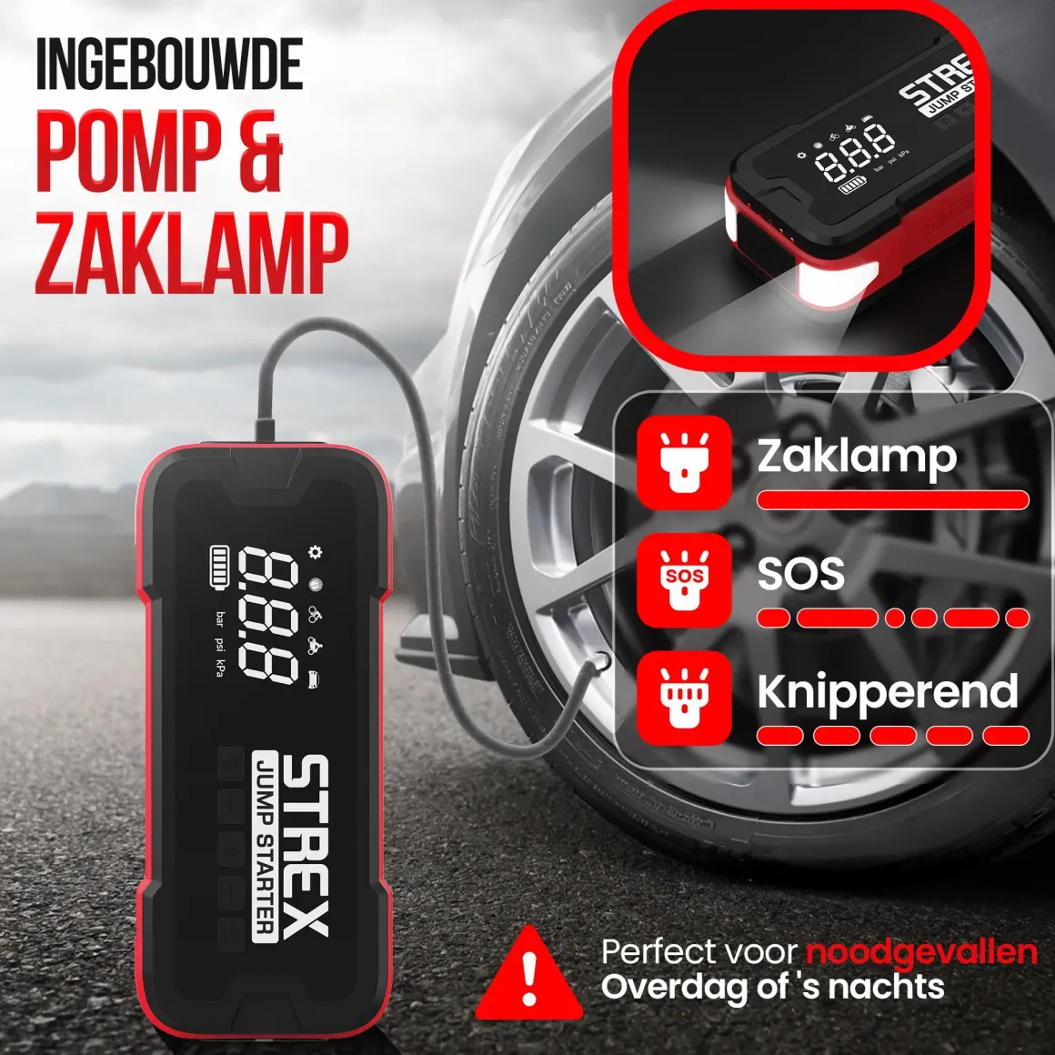 Jumpstarter voor Auto met Compressor