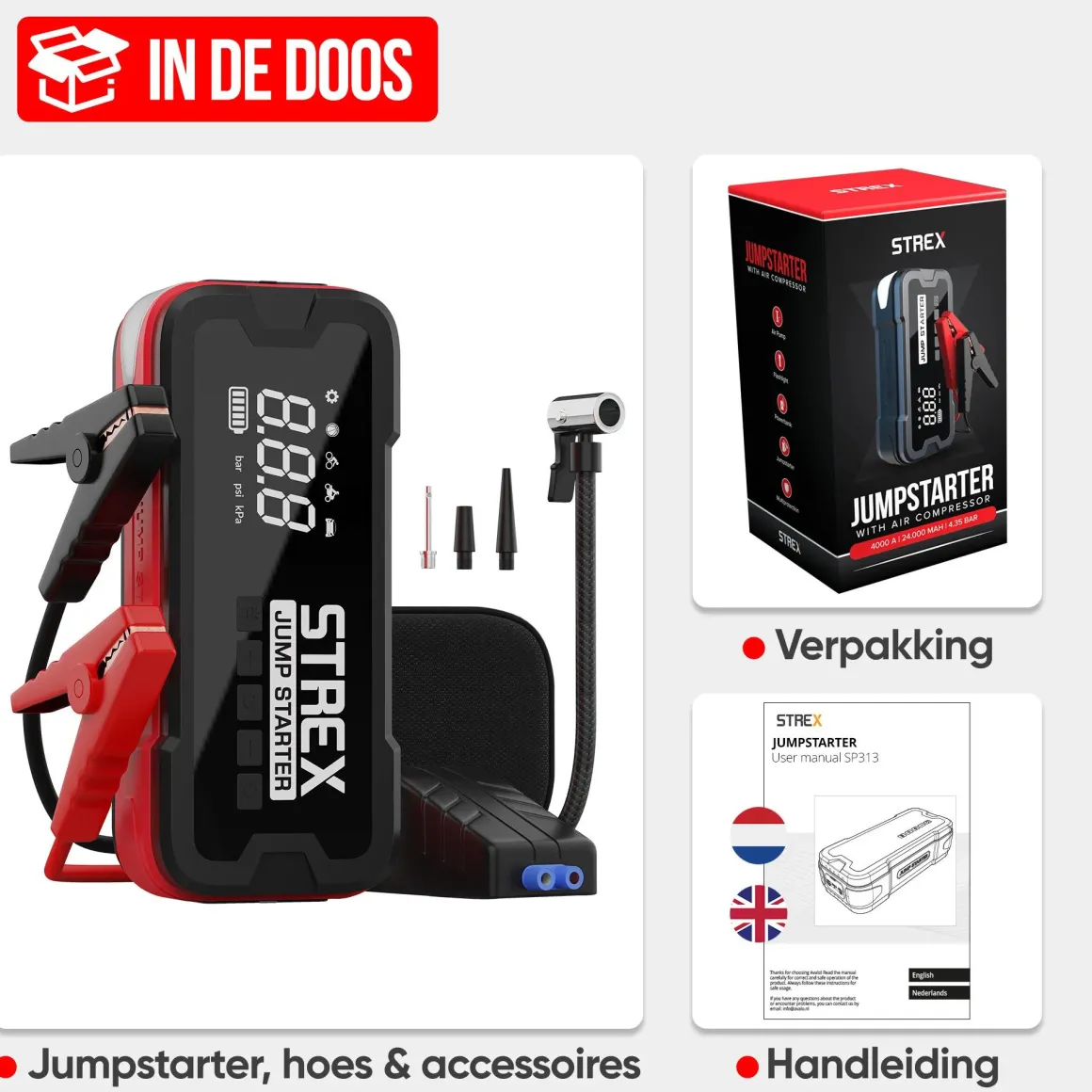 Jumpstarter voor Auto met Compressor