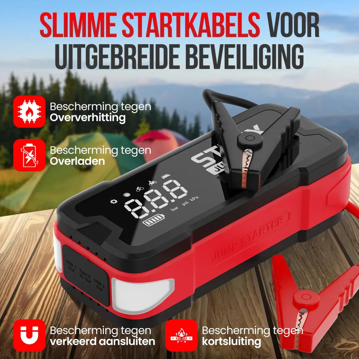 Jumpstarter voor Auto met Compressor