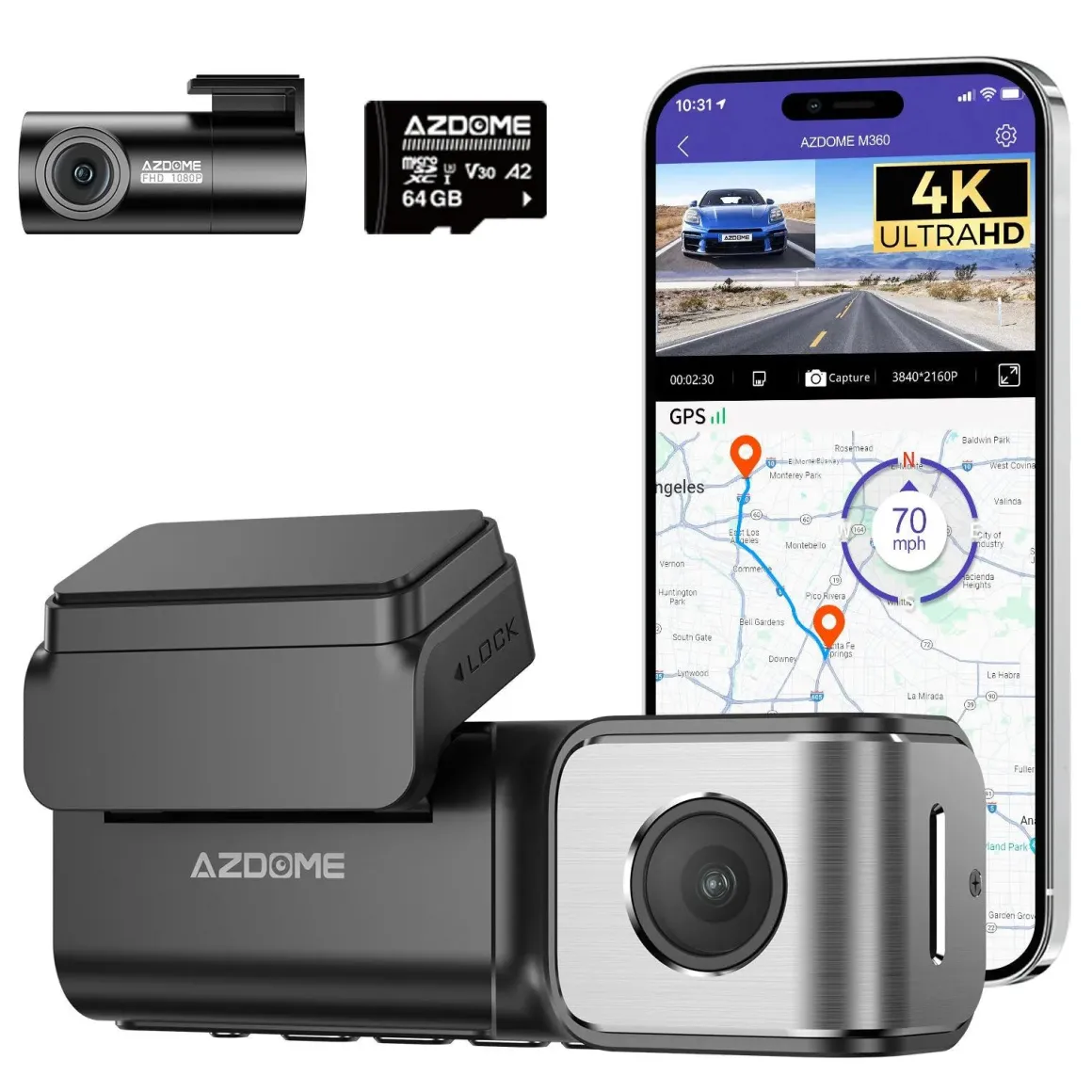 M360 2CH 4K Wifi GPS 64gb dashcam