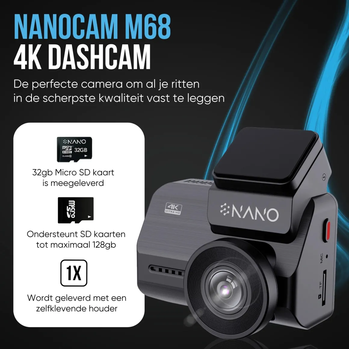 M68 4K 2CH Wifi GPS 32gb dashcam