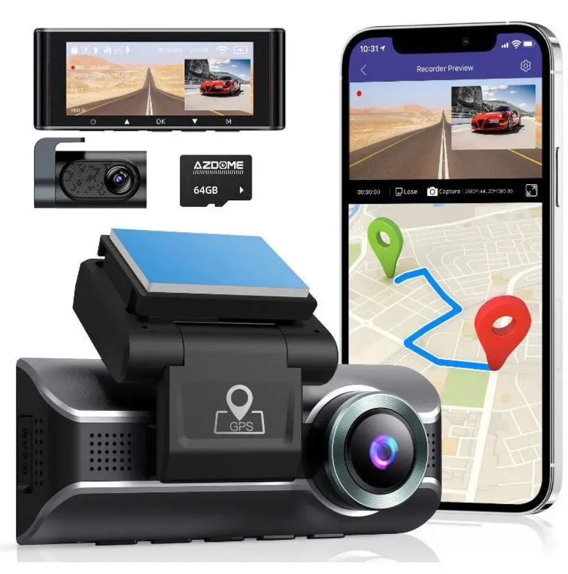 M550 Pro 2CH 4K Wifi GPS 64gb dashcam
