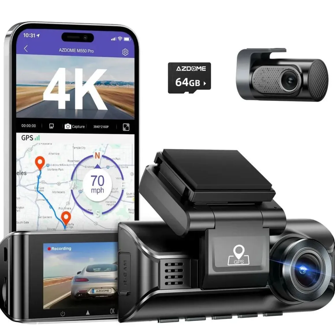 M550 Pro 2CH 4K Wifi GPS 64gb dashcam