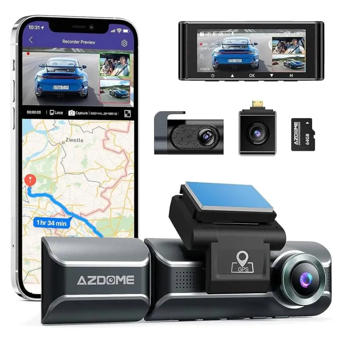 M550 Pro 3CH 4K Wifi GPS 64gb dashcam