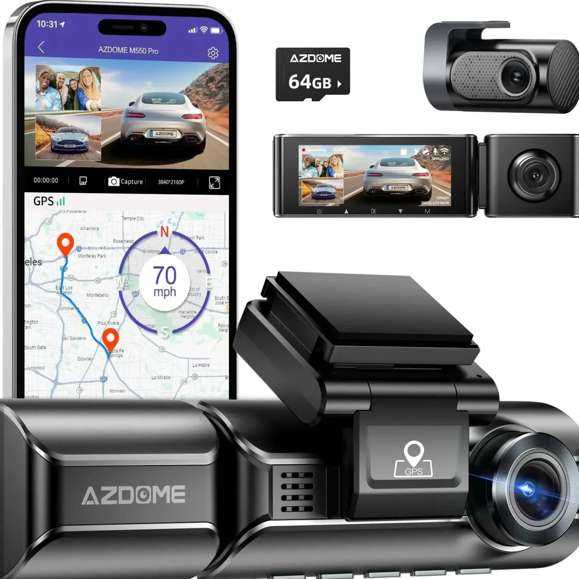 M550 Pro 3CH 4K Wifi GPS 64gb dashcam