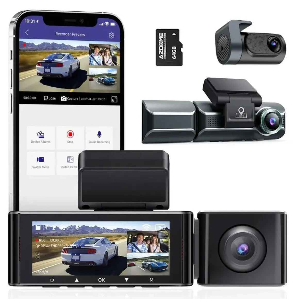 M550 Pro 3CH 4K Wifi GPS 64gb dashcam