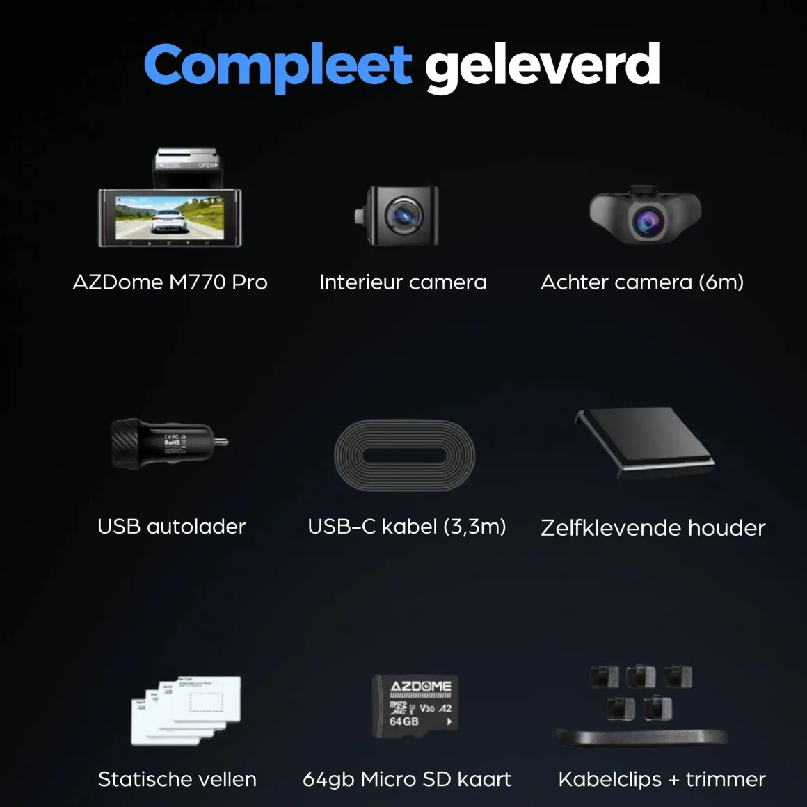 M770 Pro 2CH 4K Wifi GPS 64gb dashcam