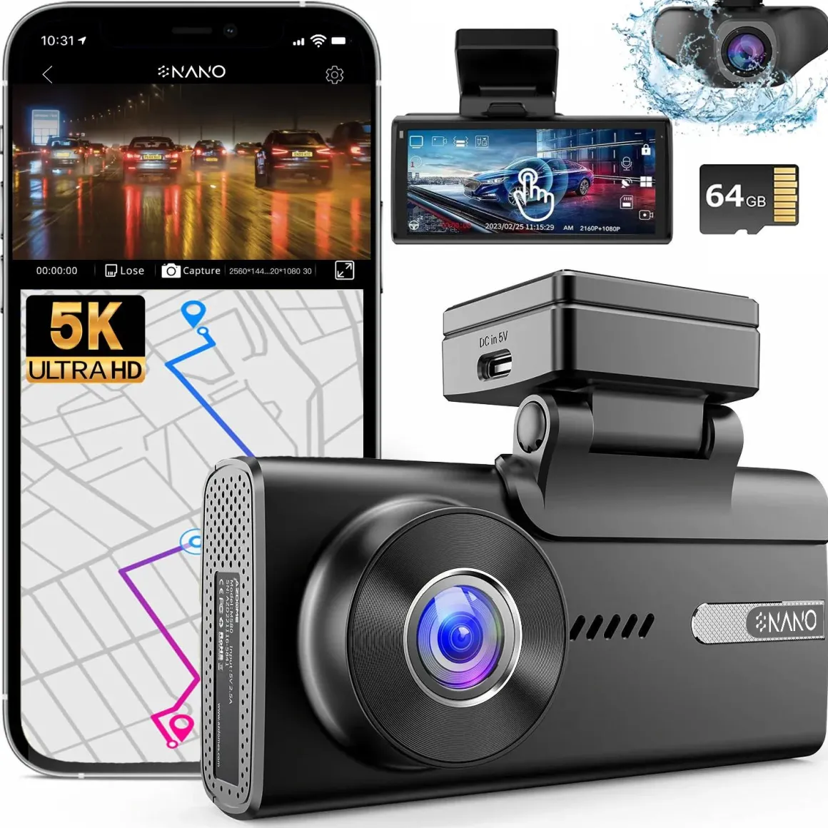 M93 Pro 5K Touch Wifi GPS 64gb dashcam