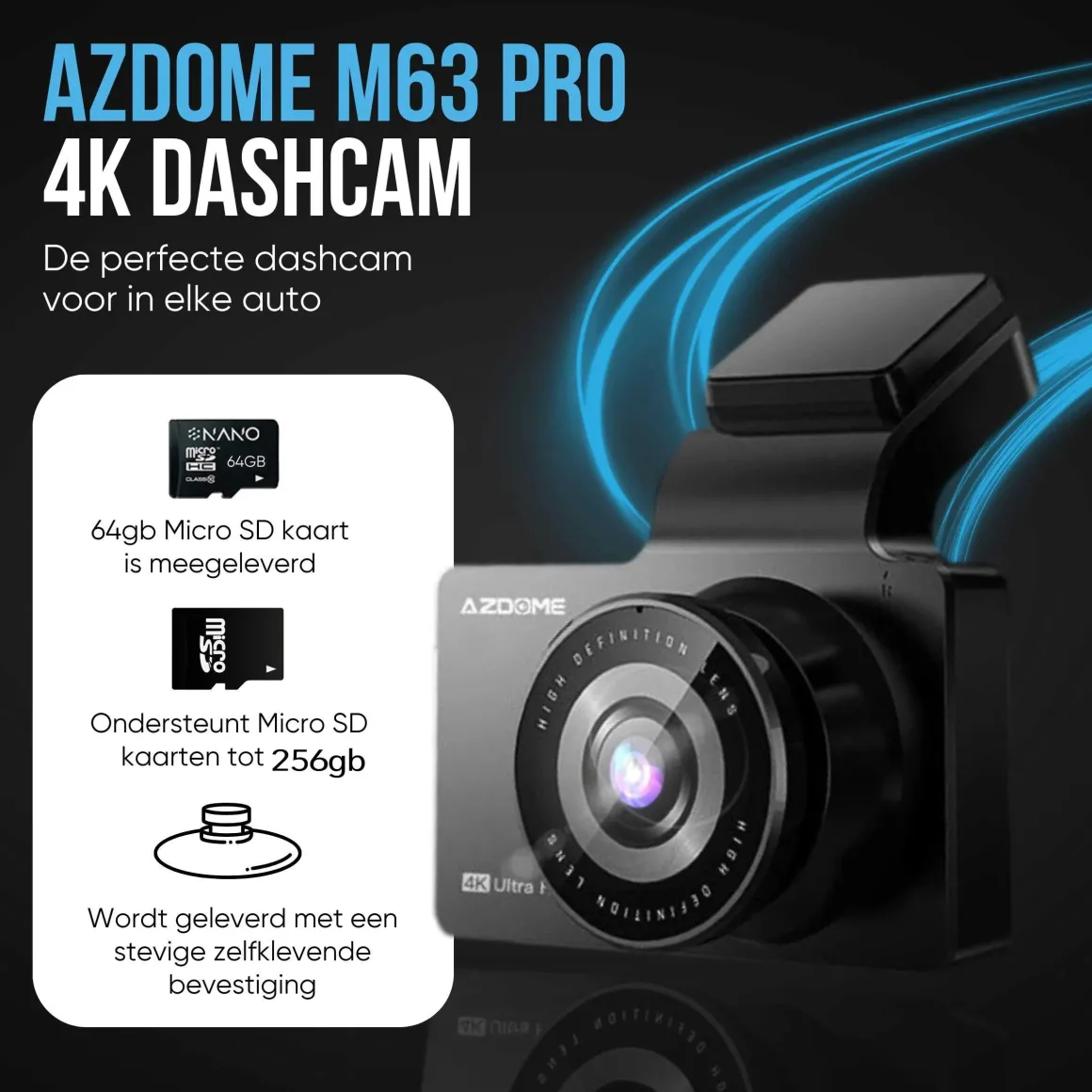 M63 Pro True 4K 64gb Wifi GPS dashcam