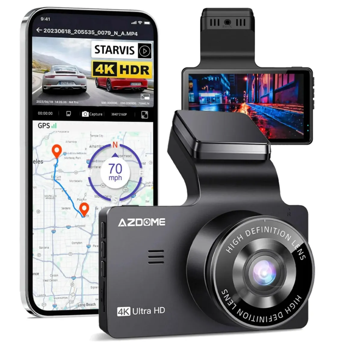 M63 Pro True 4K 64gb Wifi GPS dashcam