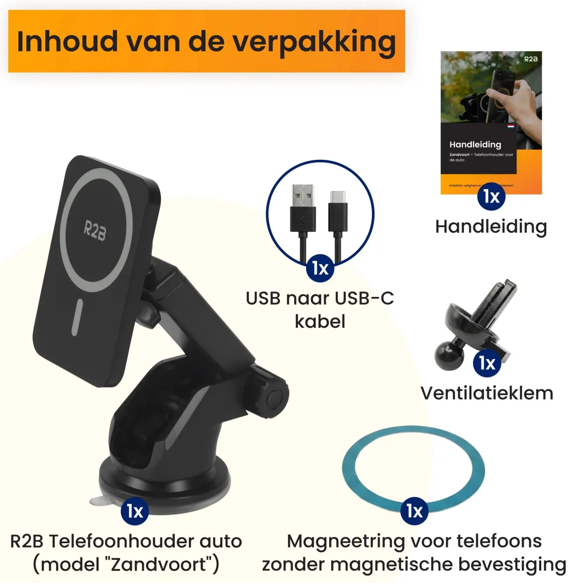 MagSafe Autohouder met Draadloos Opladen