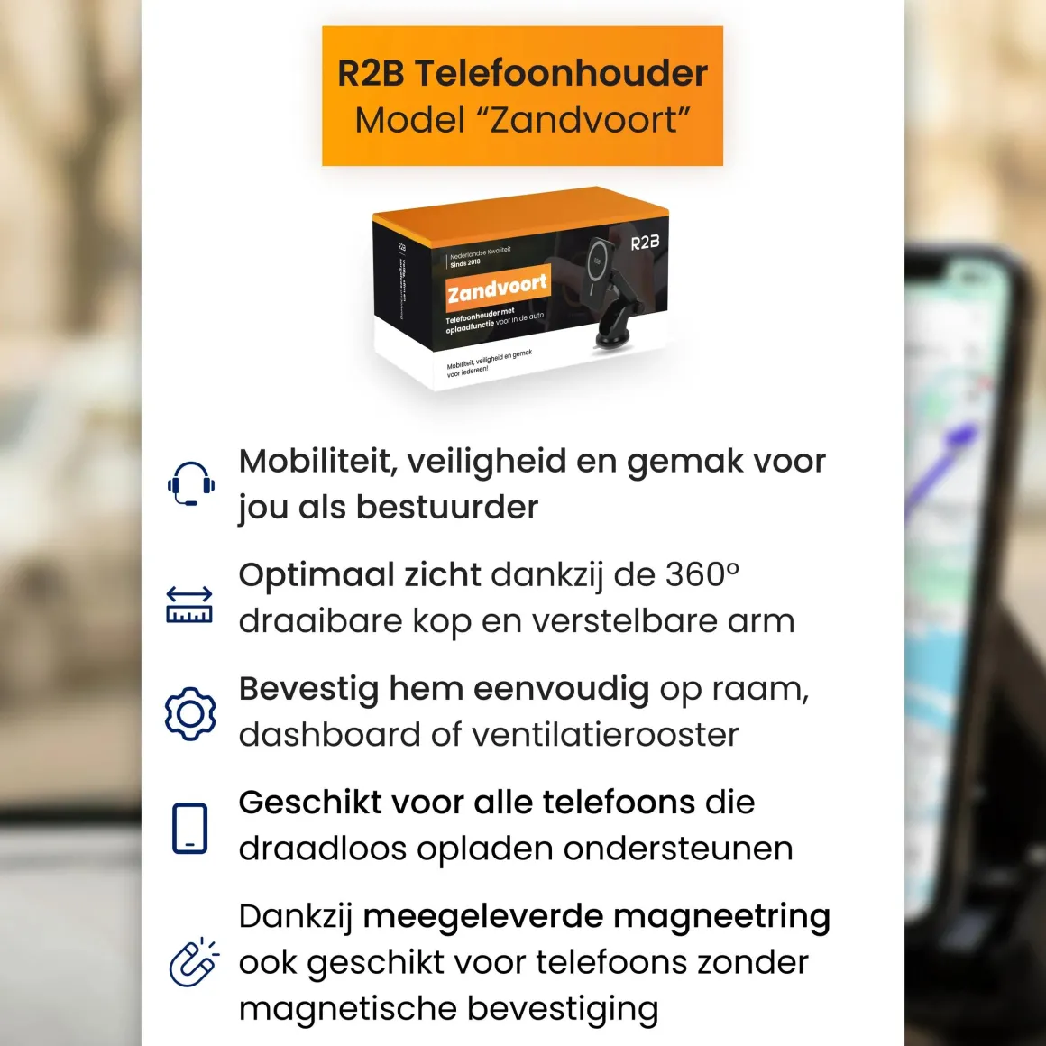 MagSafe Autohouder met Draadloos Opladen