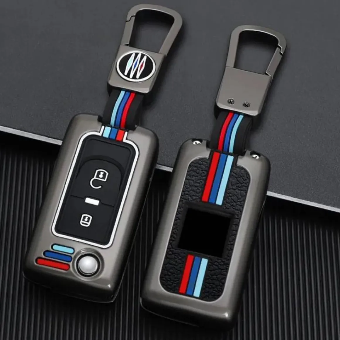 Metalen Sleutelhoesje voor Peugeot grijs D2