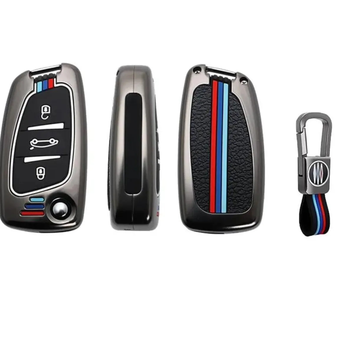 Metalen Sleutelhoesje voor Peugeot grijs C3