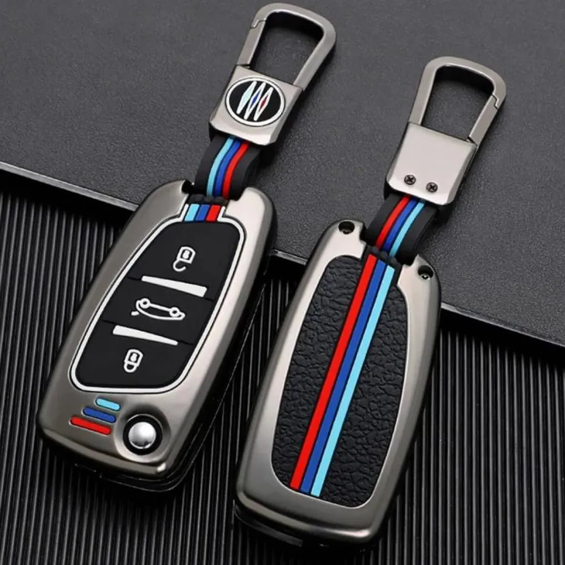 Metalen Sleutelhoesje voor Peugeot grijs C3