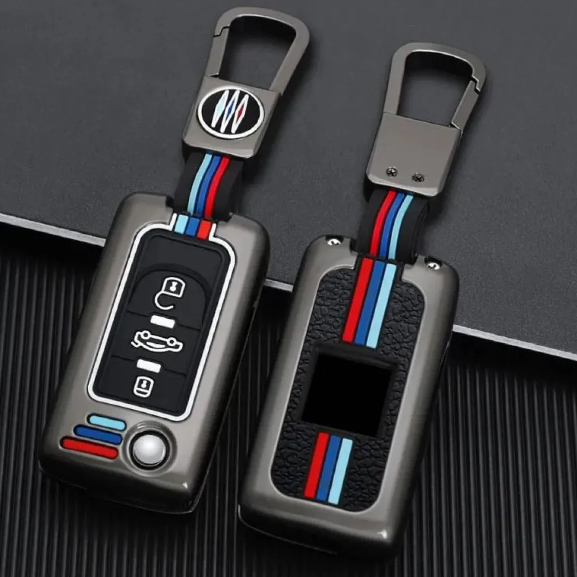 Metalen Sleutelhoesje voor Peugeot grijs D3