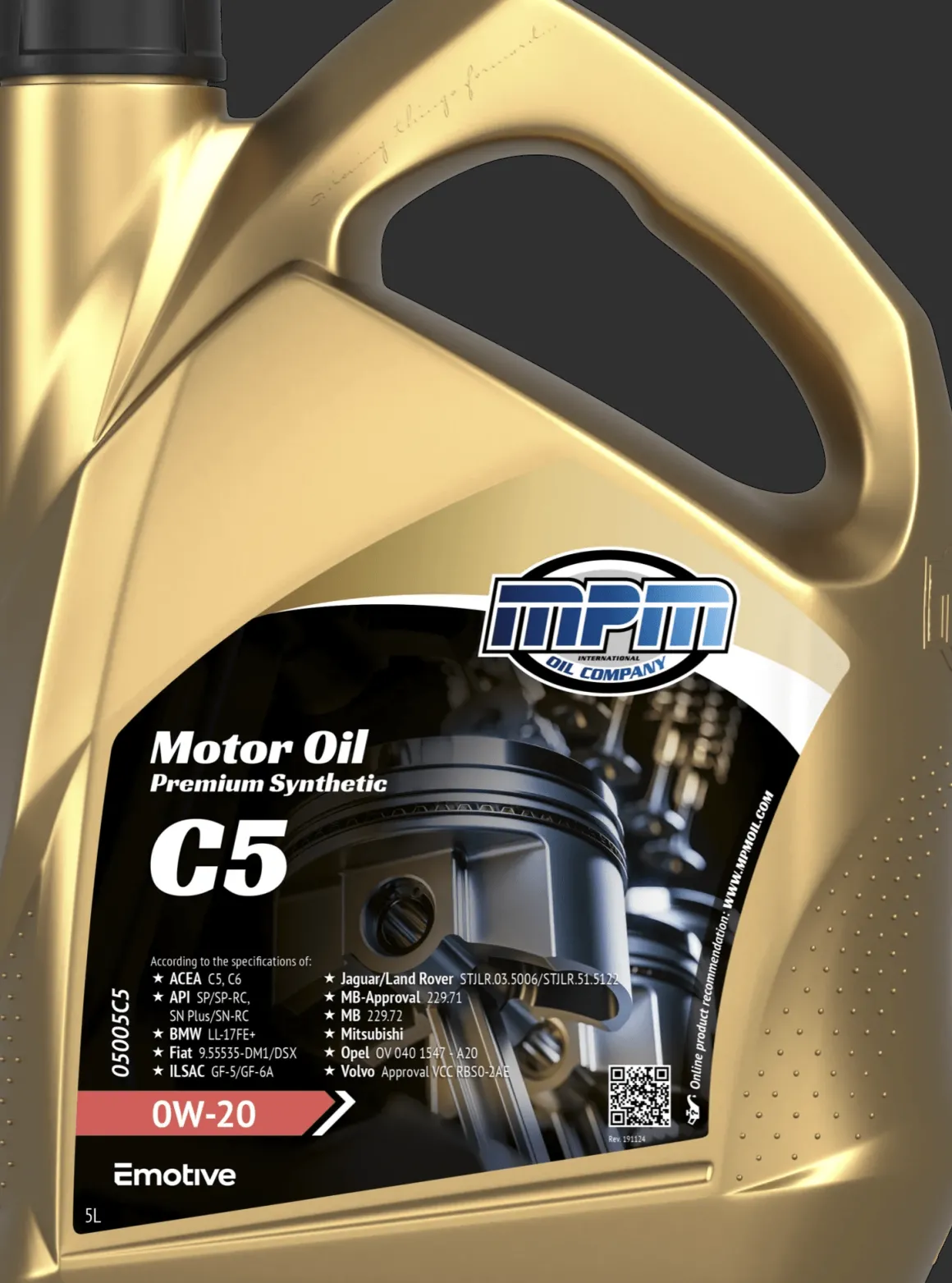 Motorolie 0w20 c5 premium synthetic | 5 liter