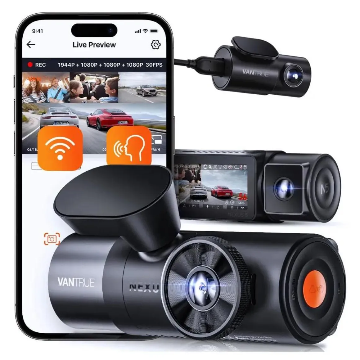 N4 Pro Triple 3CH 4K Wifi GPS dashcam
