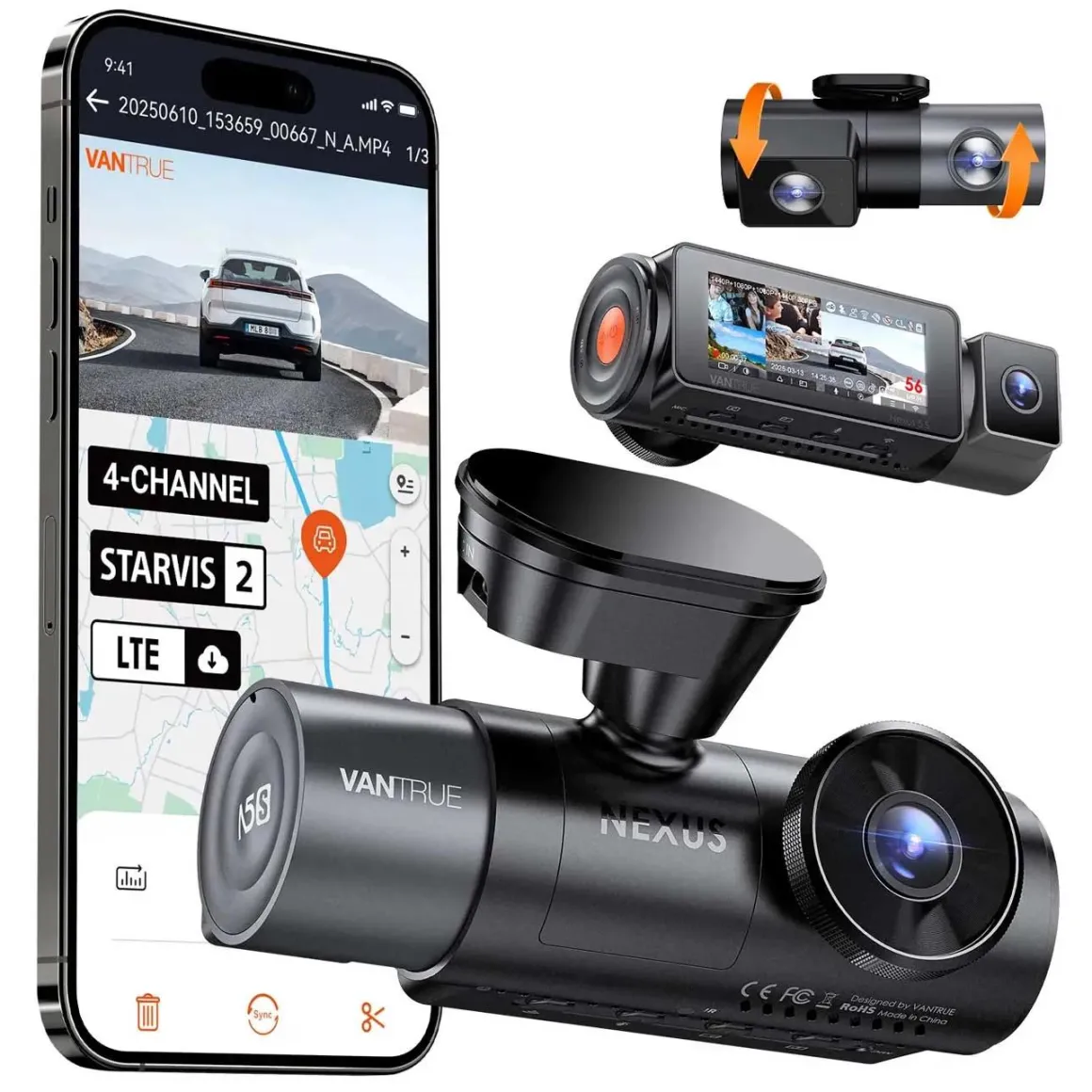 N5S Cloud 2K 4CH Wifi GPS dashcam