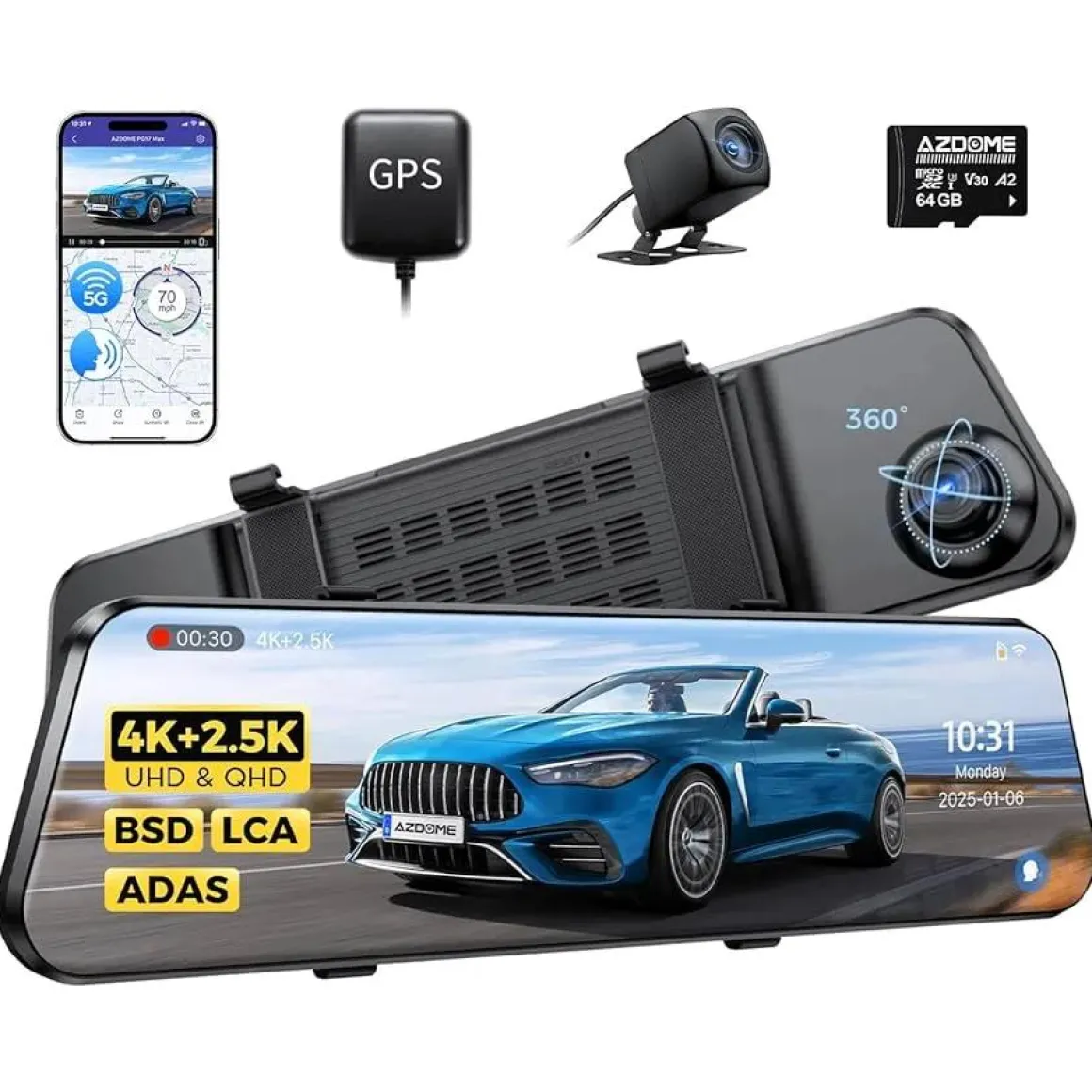 PG17 Max 4K 2CH Wifi GPS 64gb dashcam