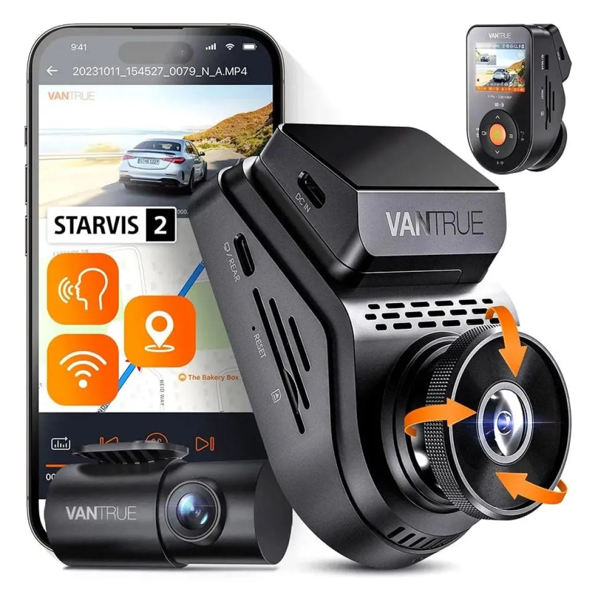 S1 Pro Dual 2.7K Wifi GPS dashcam