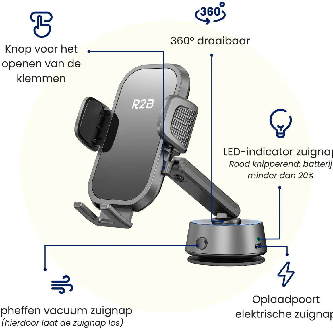 Telefoonhouder Auto - Elektrische Zuignap