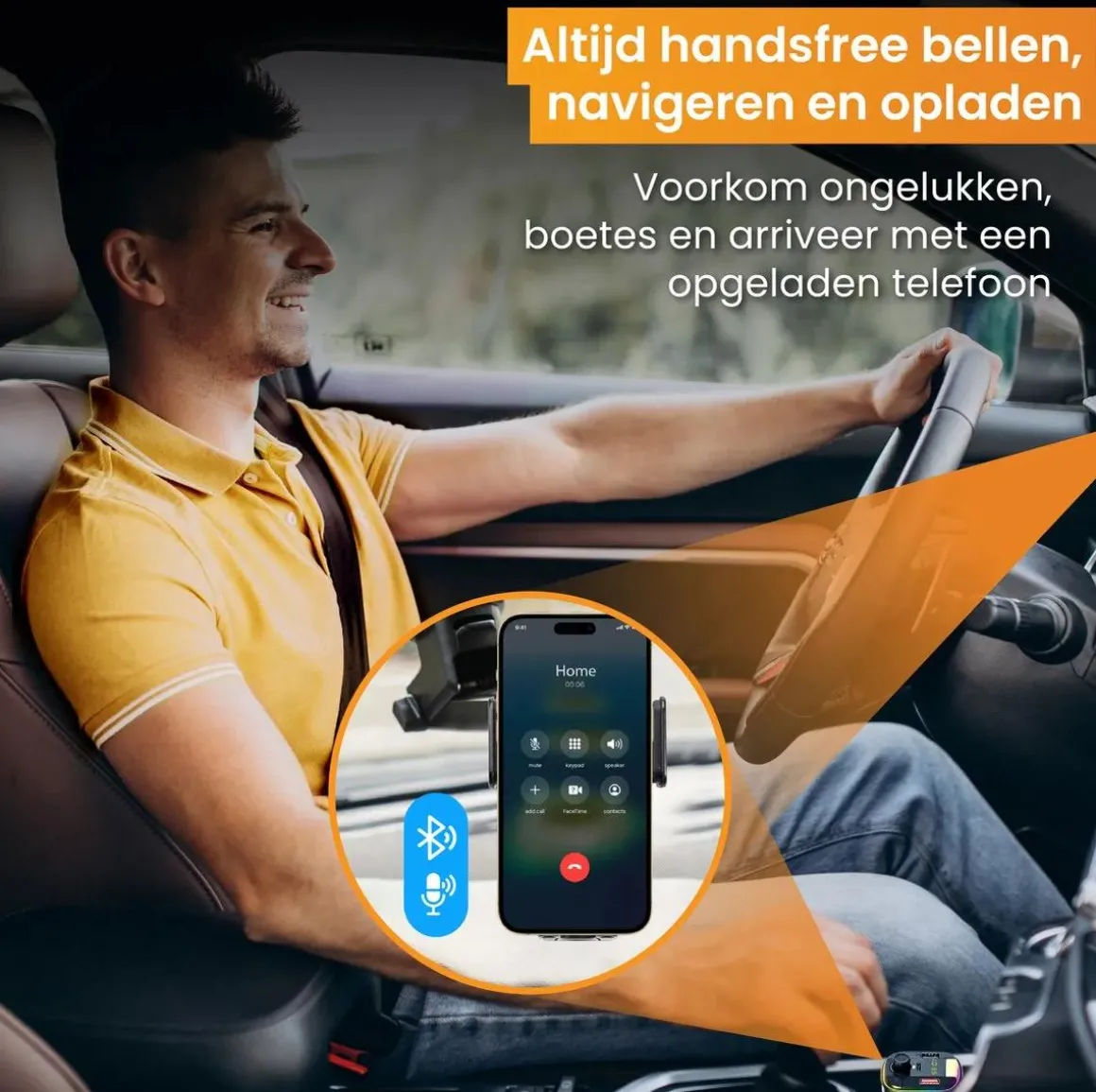 Telefoonhouder Auto Oplader + FM Transmitter