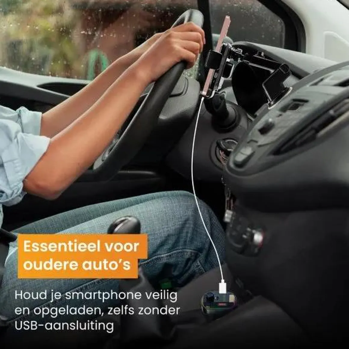 Telefoonhouder Auto Oplader + FM Transmitter