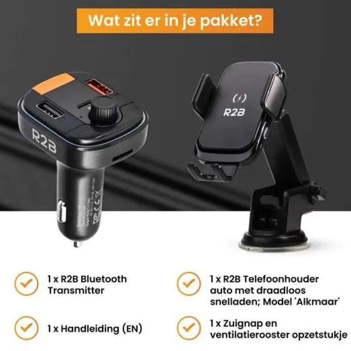 Telefoonhouder Auto Oplader + FM Transmitter