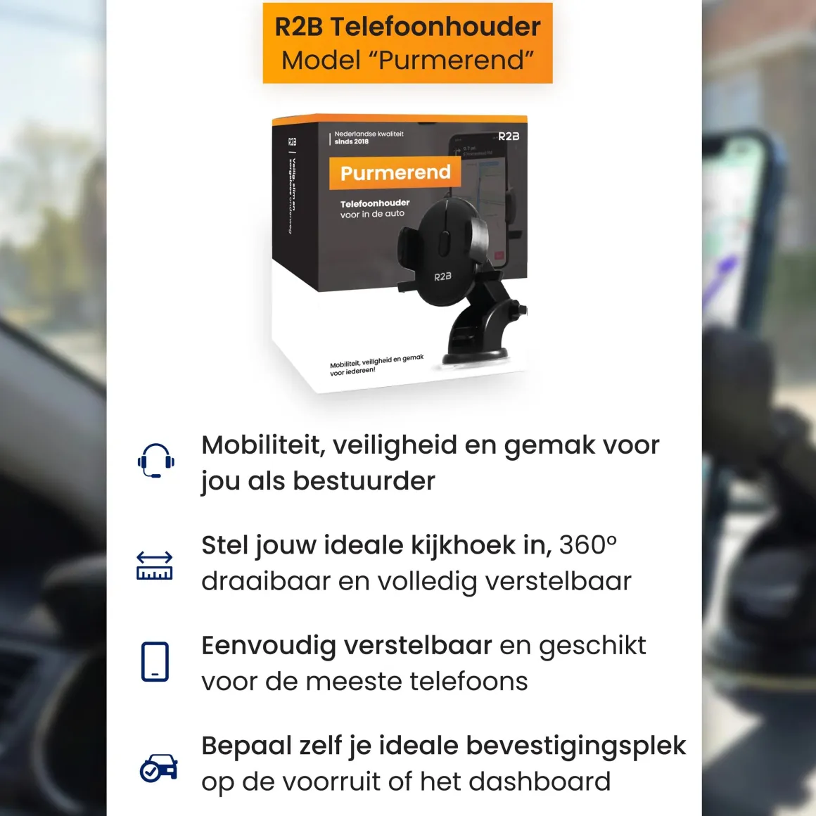 Telefoonhouder Auto voor Dashboard en Raam